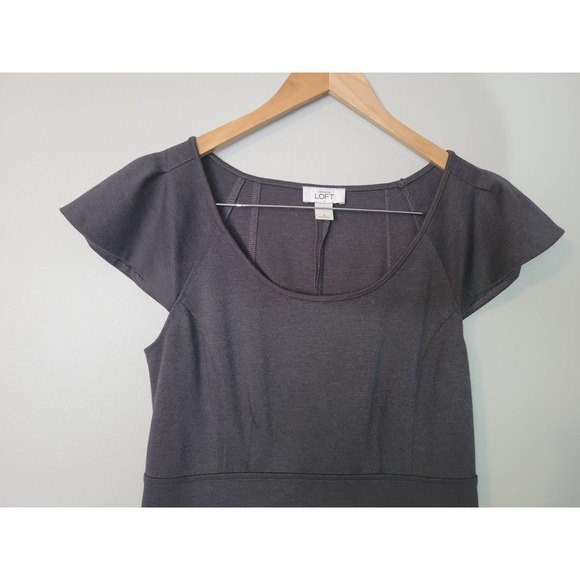 Ann Taylor LOFT Dark Gray Cap Sleeve Sheath Dress - Picture 2 of 5